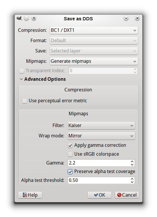 .dds plugin for gimp