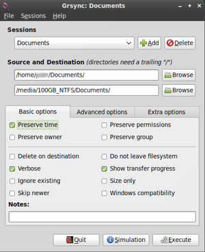 grsync source remote computer