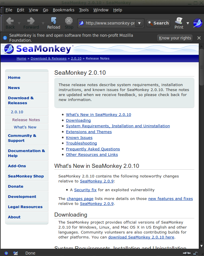 seamonkey requirements