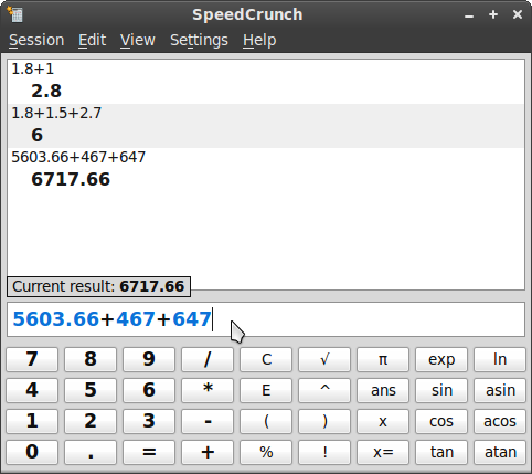 speedcrunch keypad