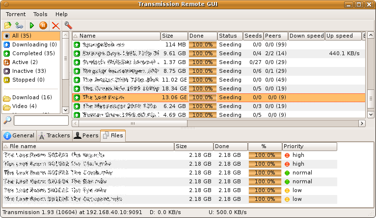 transmission torrent client linux